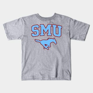 SMU Maroon Logo & Blue Peruna Kids T-Shirt